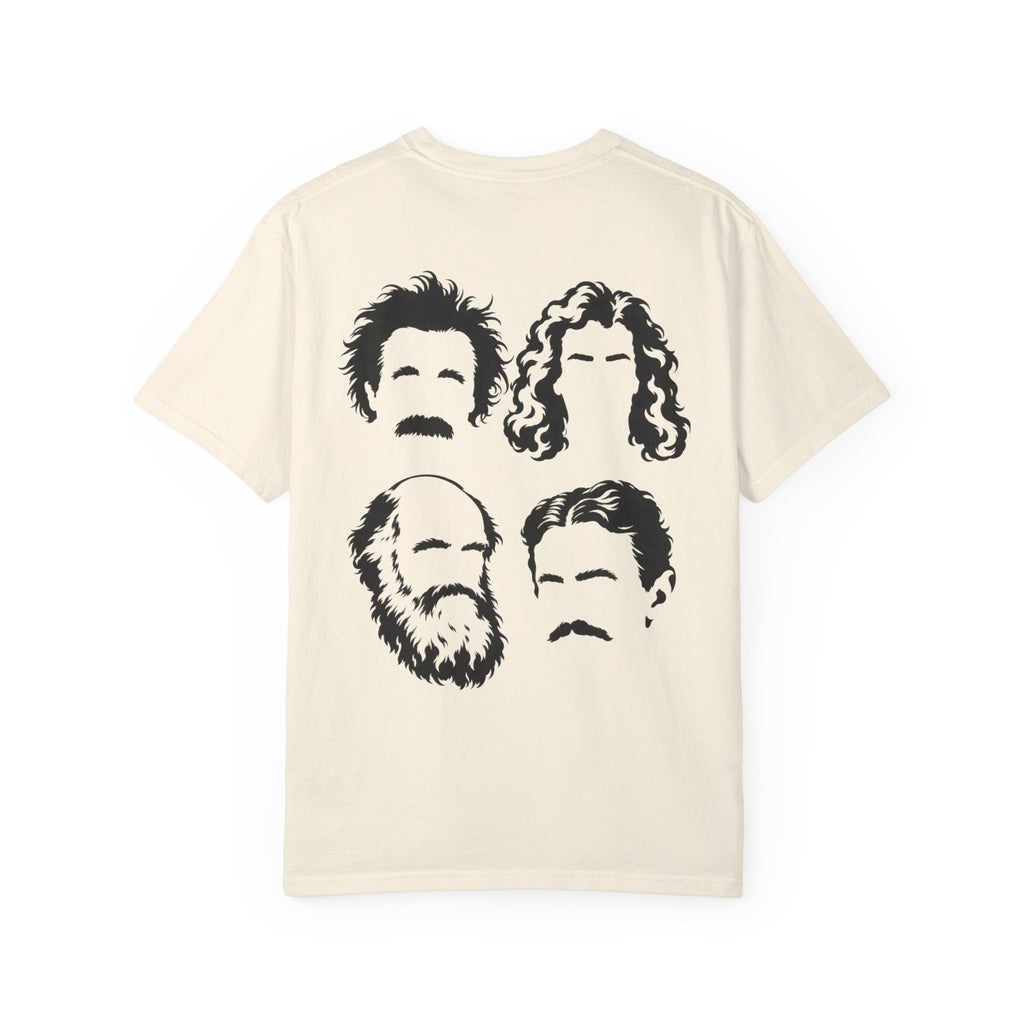 Anti Scroll Social Club The Discoverers t-shirt: Einstein, Newton, Darwin and Tesla
