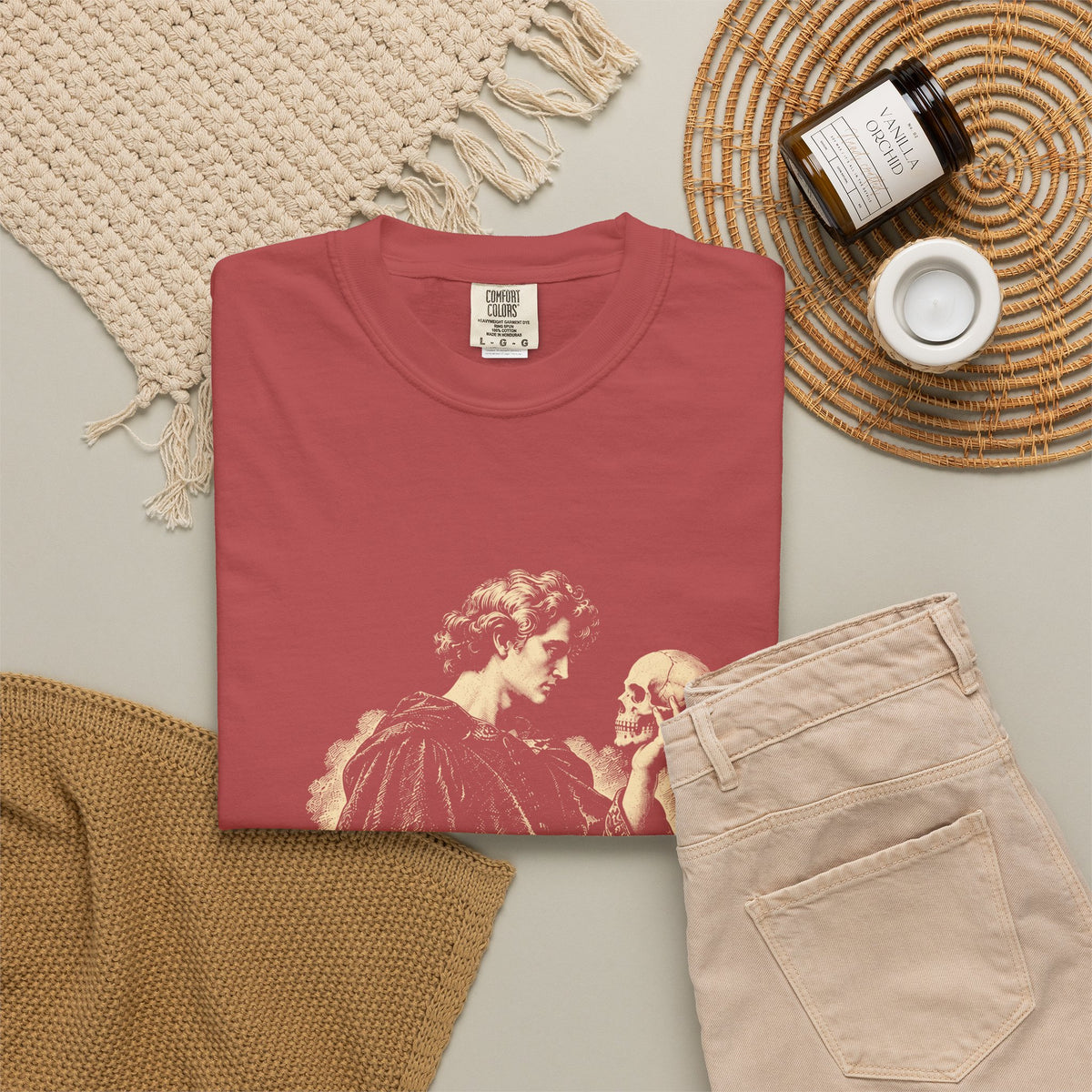 To Be Determined t-shirt: Hamlet holding a skull above To Be / Not to Be checkboxes