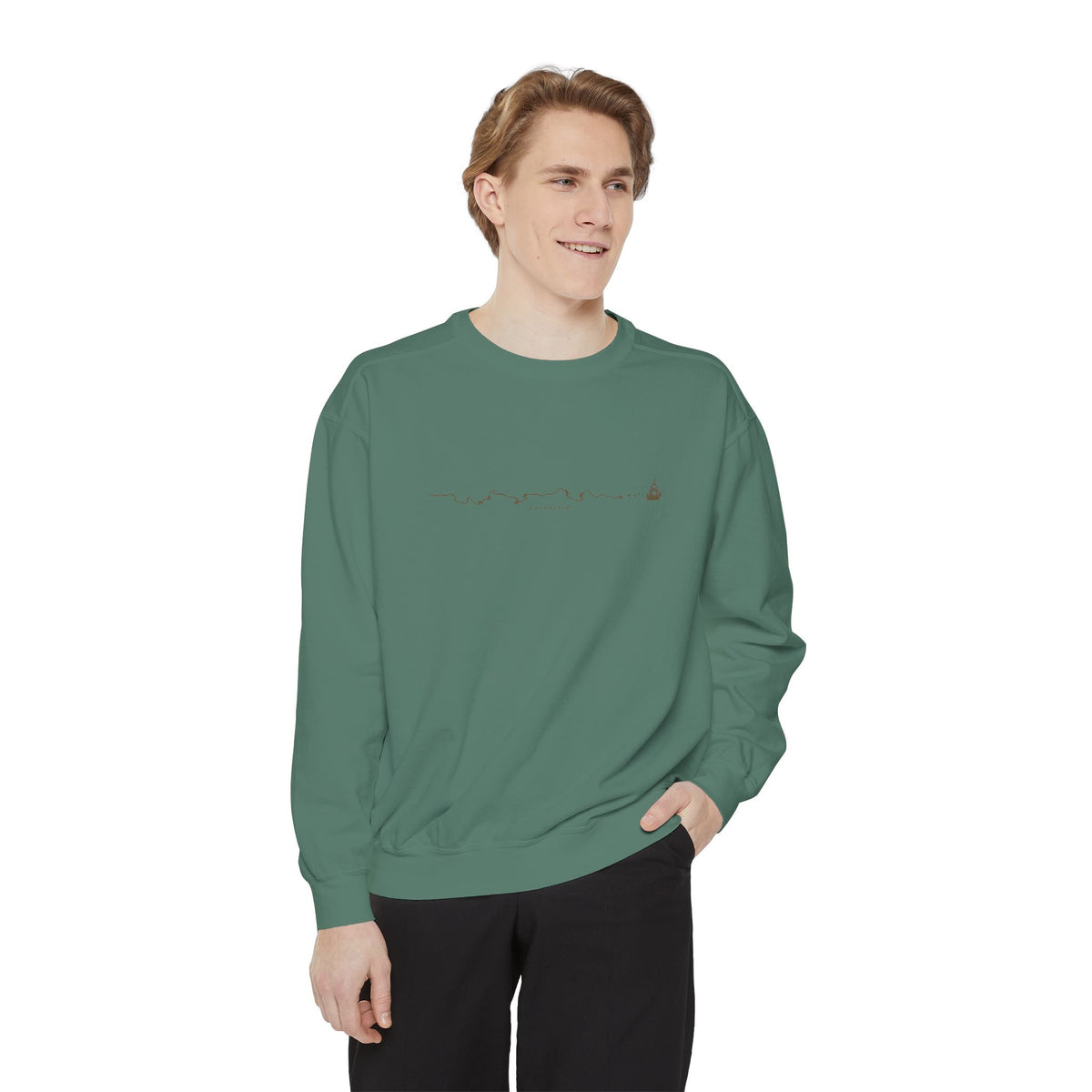 Uncharted Crewneck Sweatshirt – Fine-Line Map & Mountains | Explorer Collection