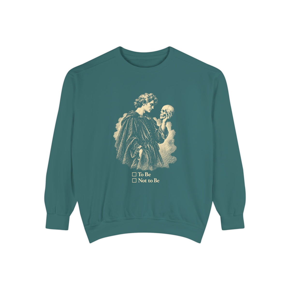 To Be Determined Crewneck Sweatshirt – Hamlet Skull, To Be or Not to Be