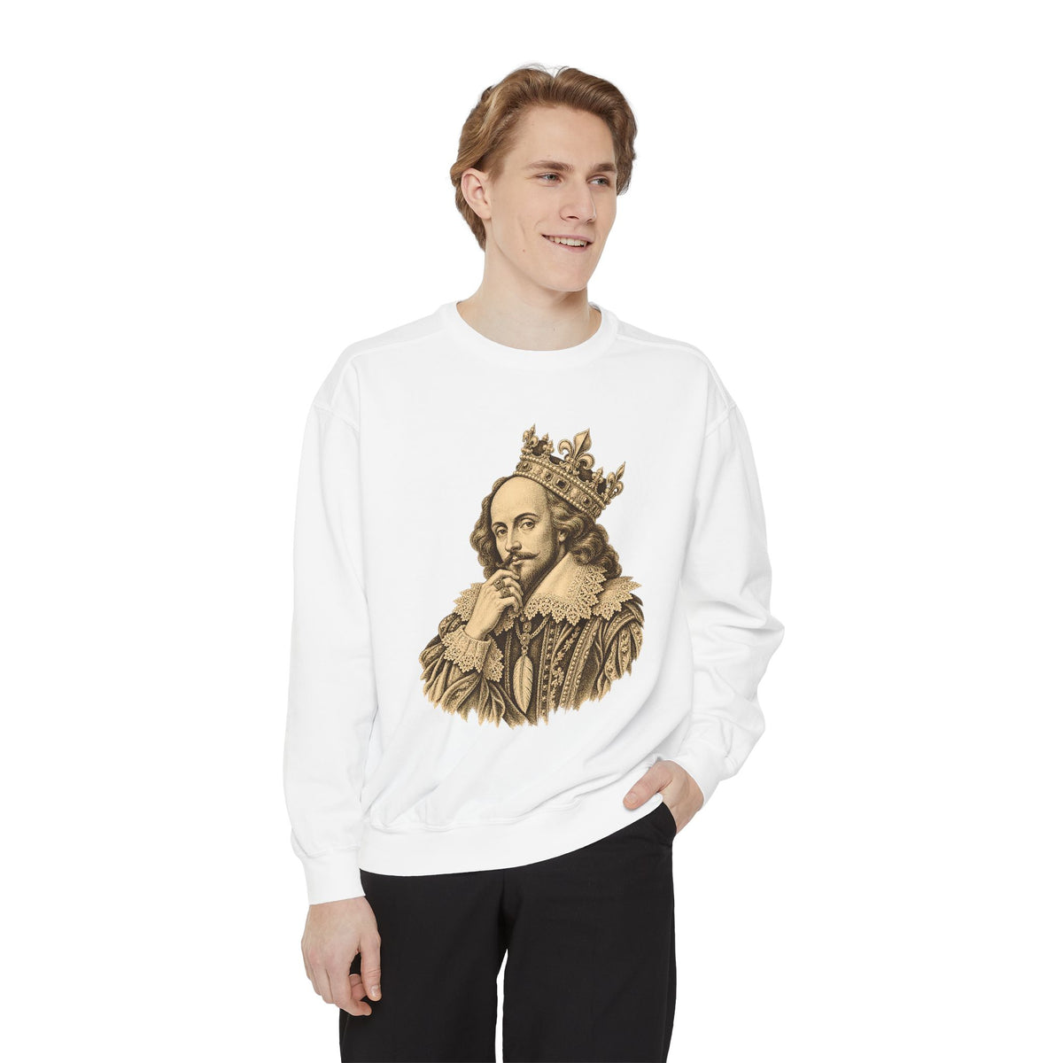 The Bard Crewneck Sweatshirt – Crowned Shakespeare Portrait