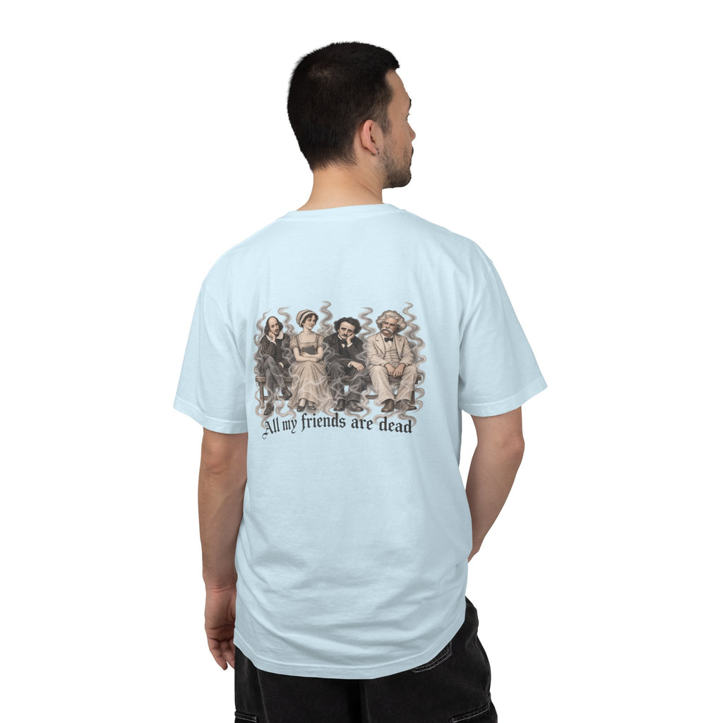All My Friends Are Dead Afterlife Book Club t-shirt: ghostly literary friends