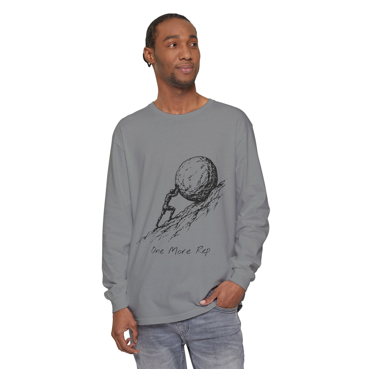 One More Rep Long Sleeve T-Shirt – Sisyphus at the Gym