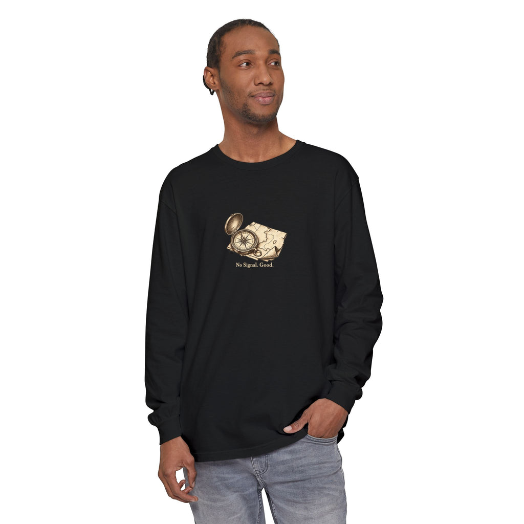 No Signal. Good. Long Sleeve T-Shirt – Vintage Compass & Map | Explorer Collection