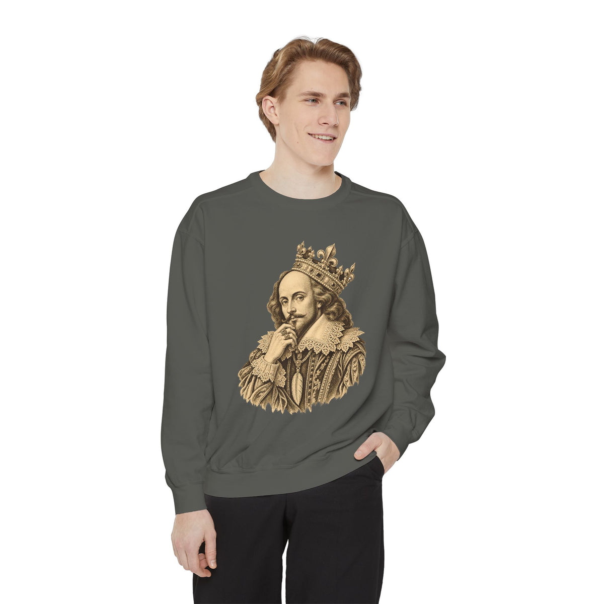 The Bard Crewneck Sweatshirt – Crowned Shakespeare Portrait