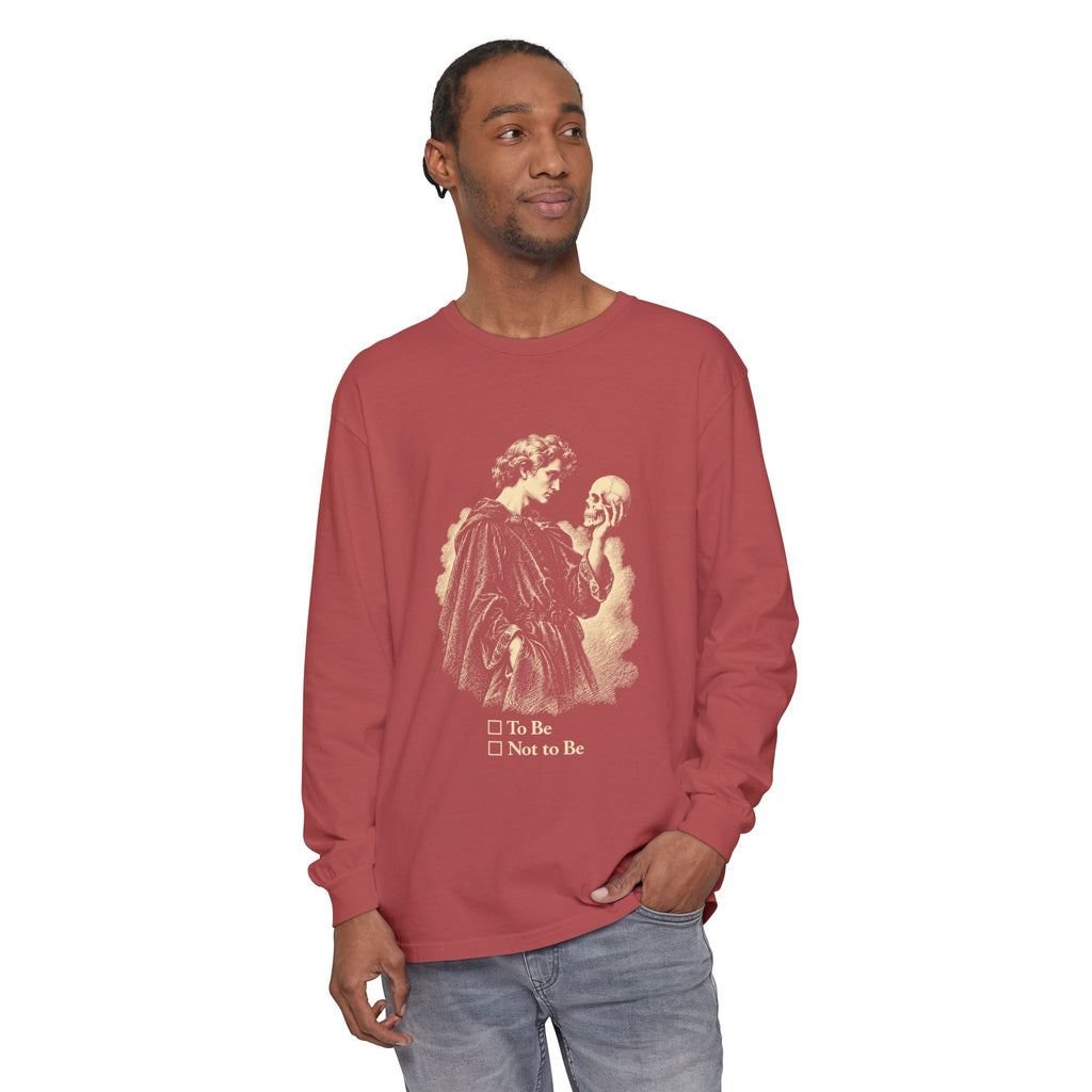 To Be Determined Long Sleeve T-Shirt – Hamlet Skull, To Be or Not to Be