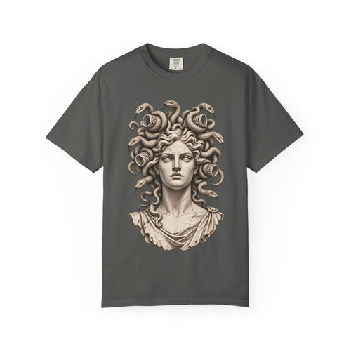 Bad Hair Day t-shirt: Medusa with her snakes in hair rollers