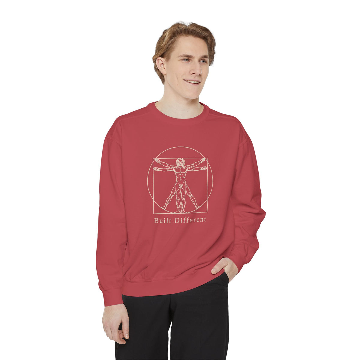 Built Different Crewneck Sweatshirt – Leonardo-Style Anatomy Sketch