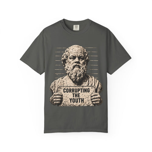 Bad Influence t-shirt: Socrates corrupting the youth