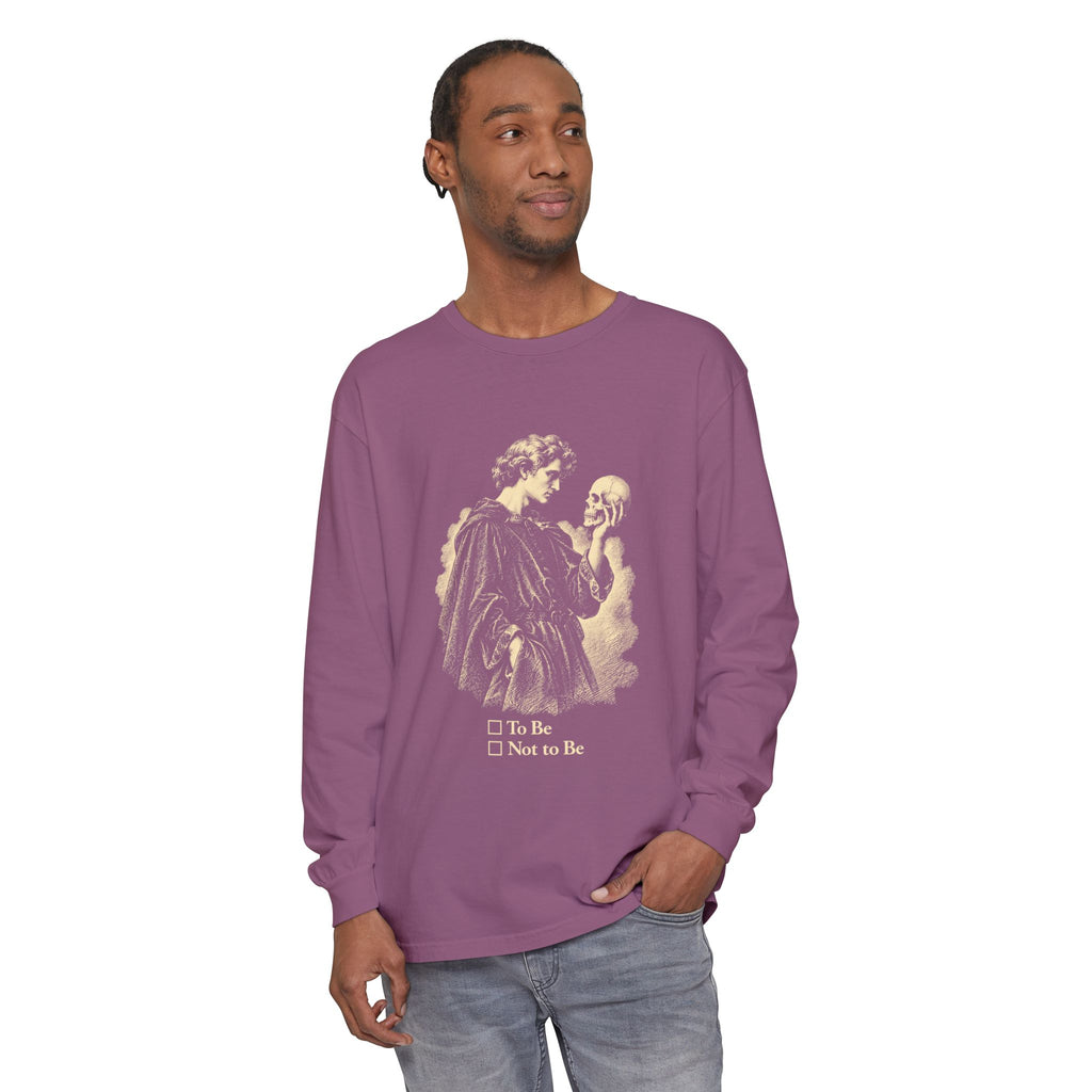 To Be Determined Long Sleeve T-Shirt – Hamlet Skull, To Be or Not to Be