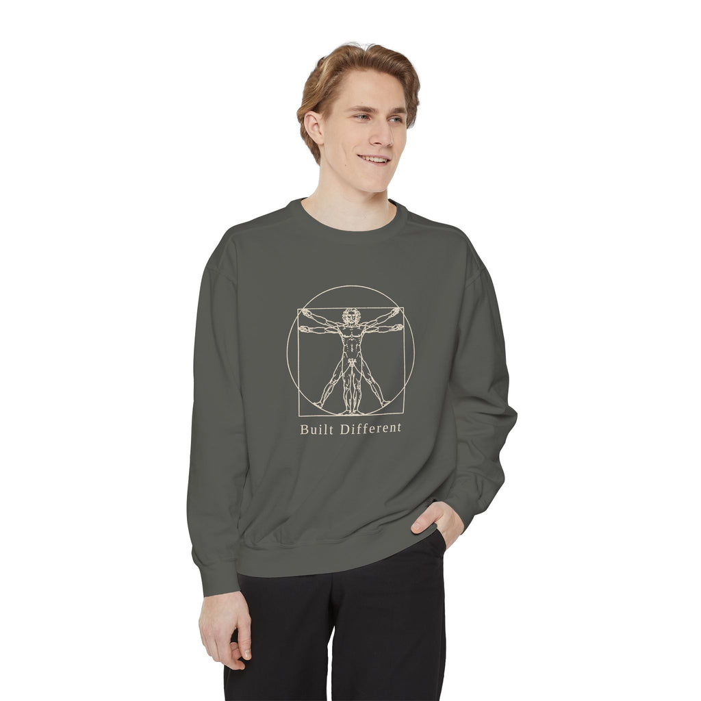 Built Different Crewneck Sweatshirt – Leonardo-Style Anatomy Sketch