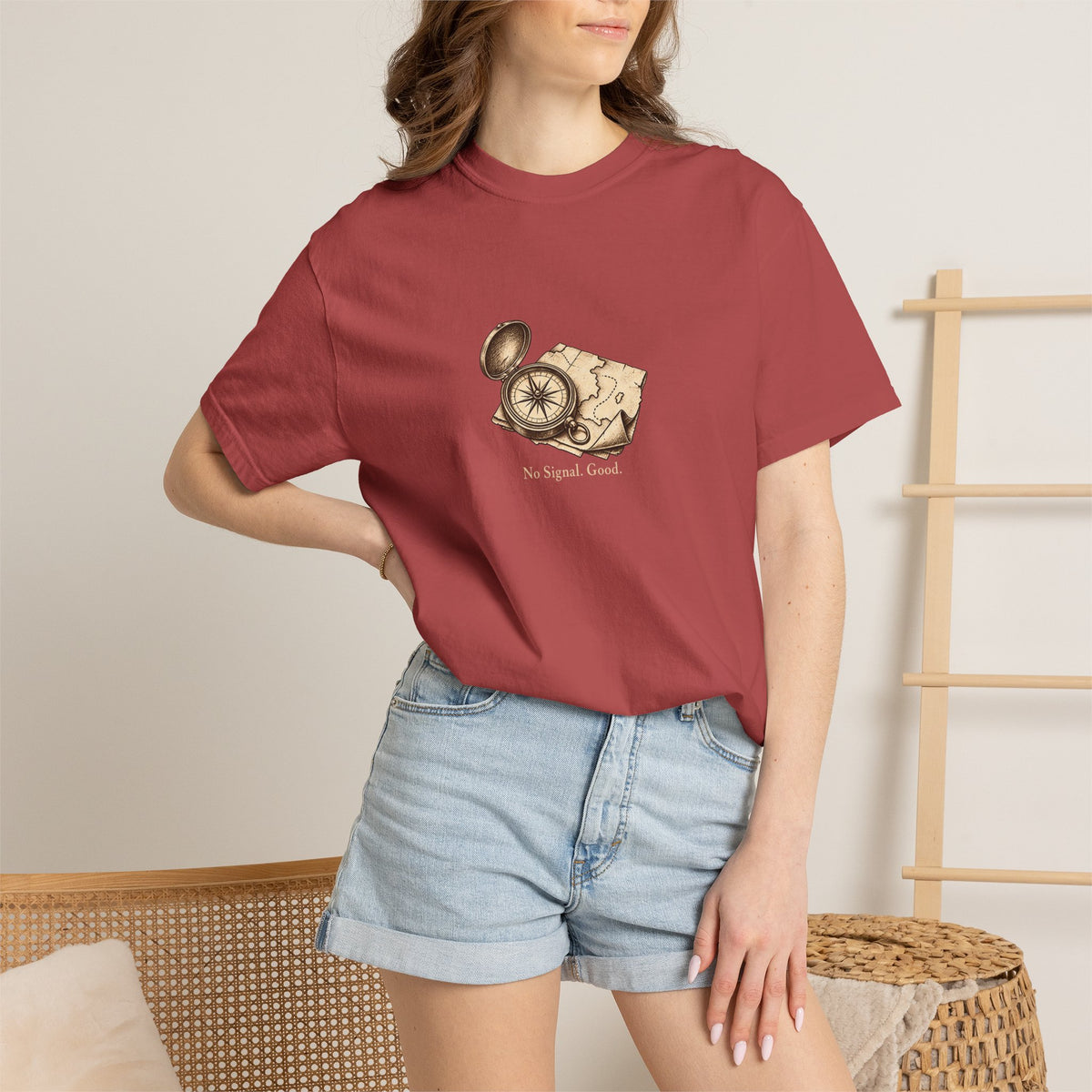 No Signal. Good. t-shirt: vintage compass and map illustration