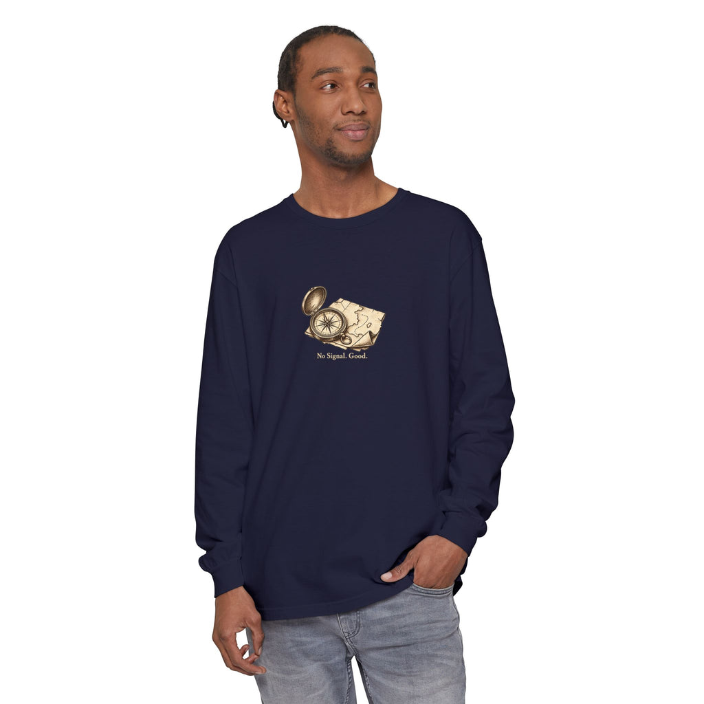 No Signal. Good. Long Sleeve T-Shirt – Vintage Compass & Map | Explorer Collection