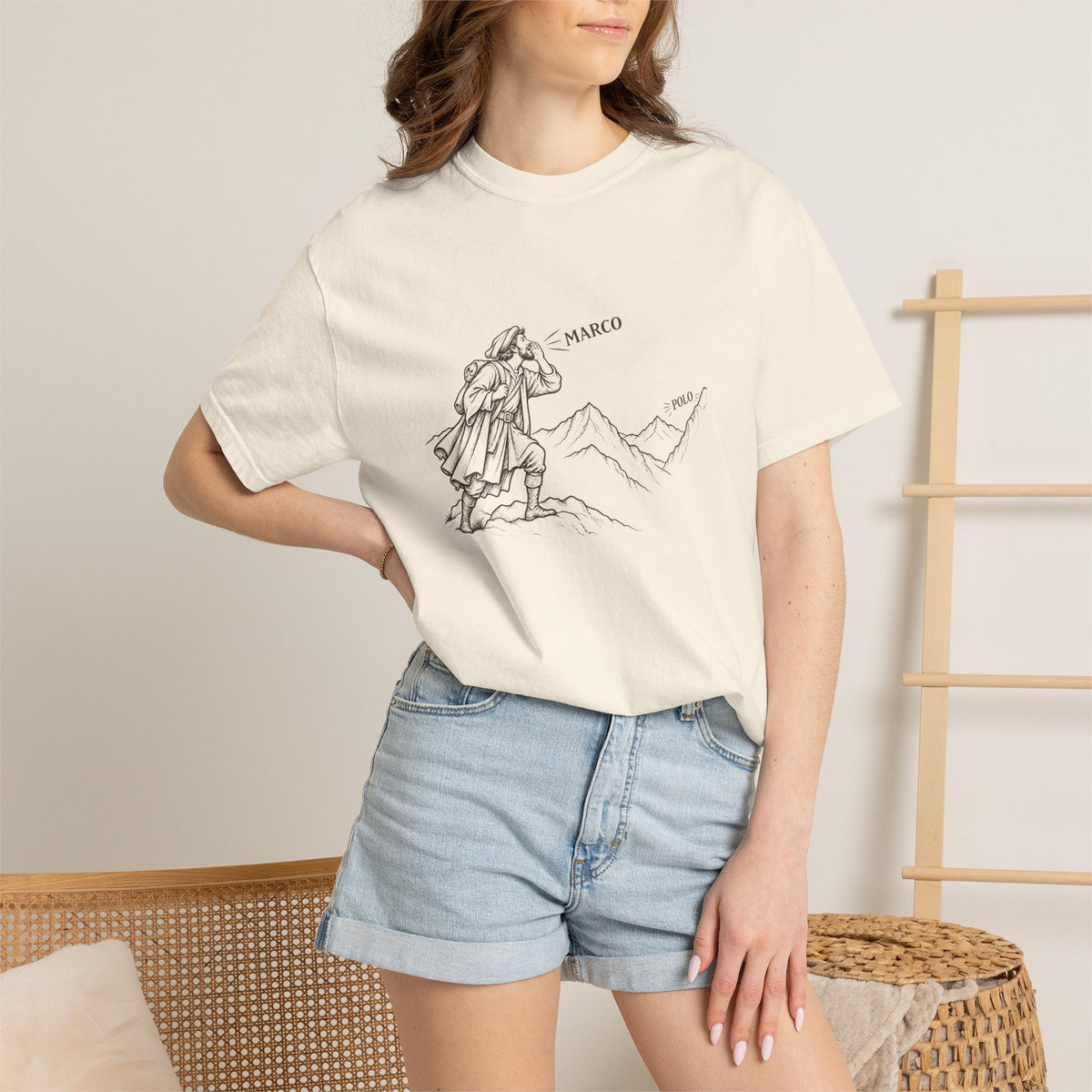 Marco / Polo t-shirt: vintage explorer calling across the mountains
