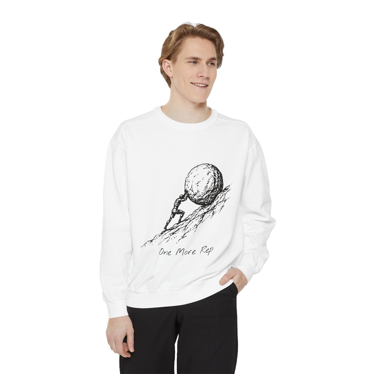 One More Rep Crewneck Sweatshirt – Sisyphus at the Gym