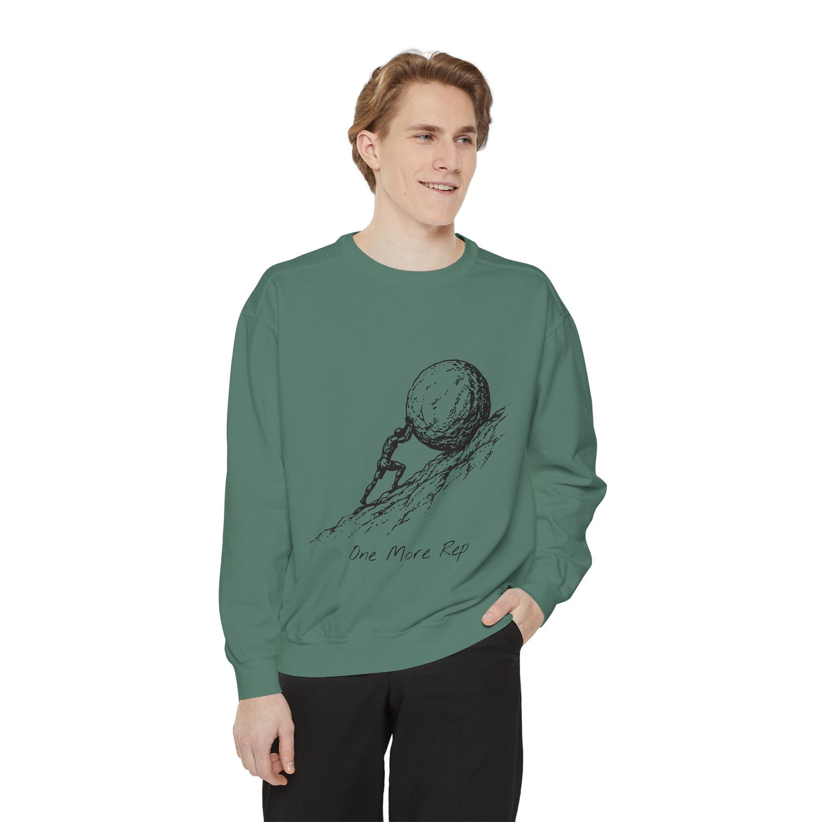 One More Rep Crewneck Sweatshirt – Sisyphus at the Gym