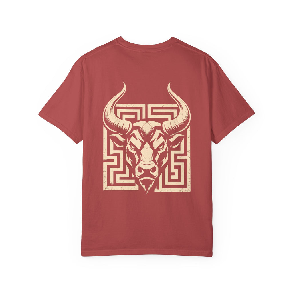 Minotaur t-shirt: Minotaur and labyrinth back print with Nexus chest monogram