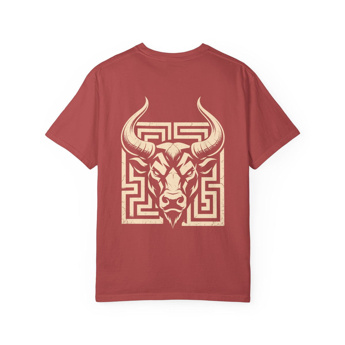 Minotaur t-shirt: Minotaur and labyrinth back print with Nexus chest monogram
