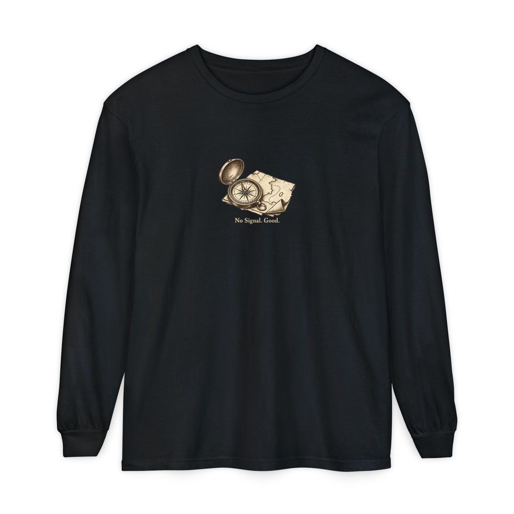 No Signal. Good. Long Sleeve T-Shirt – Vintage Compass & Map | Explorer Collection