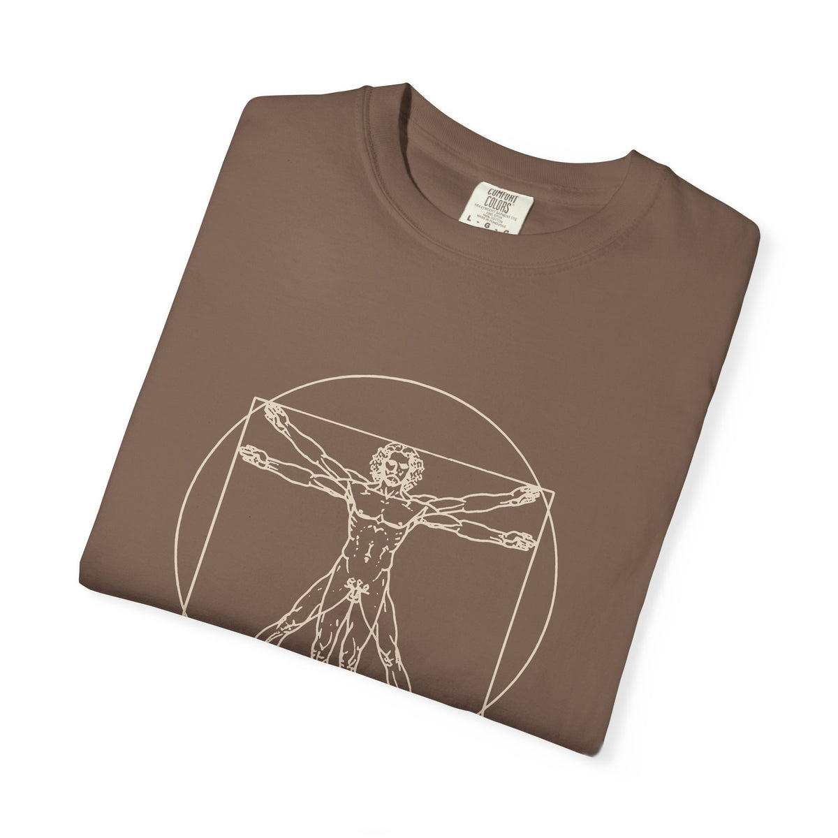 Built Different t-shirt: tonal Leonardo-style anatomy sketch