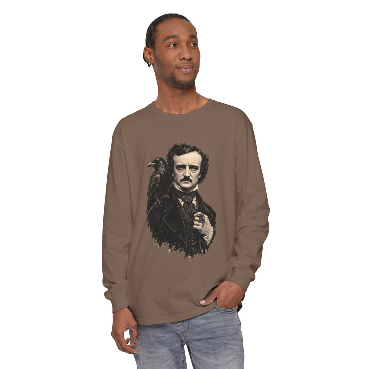 Poe After Dark Long Sleeve T-Shirt – Edgar Allan Poe & Raven