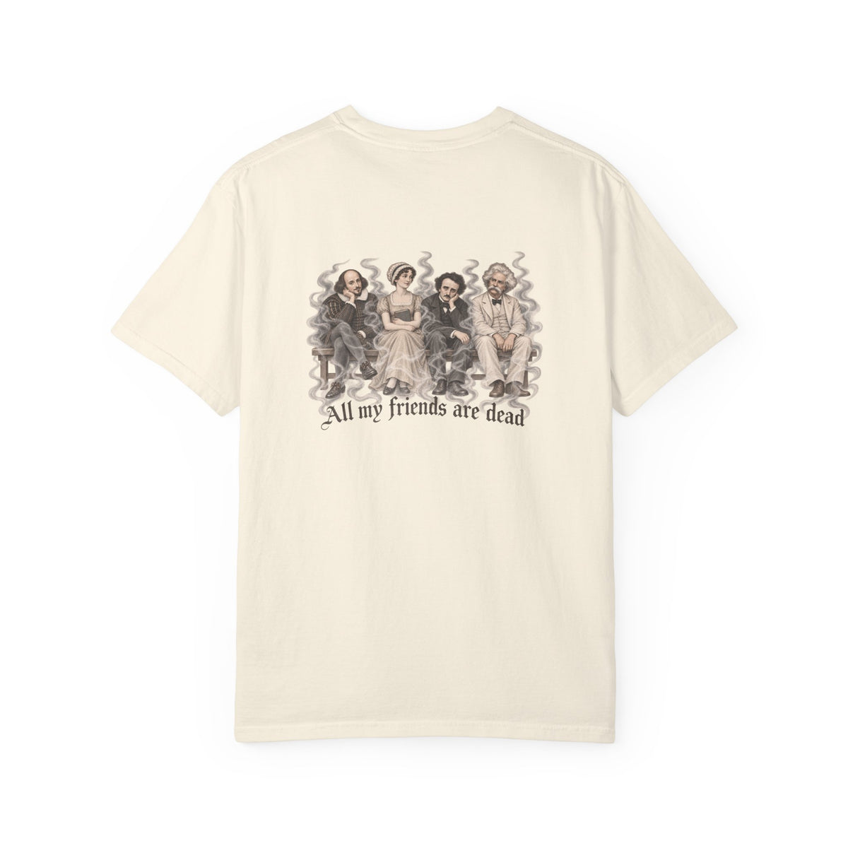 All My Friends Are Dead Afterlife Book Club t-shirt: ghostly literary friends