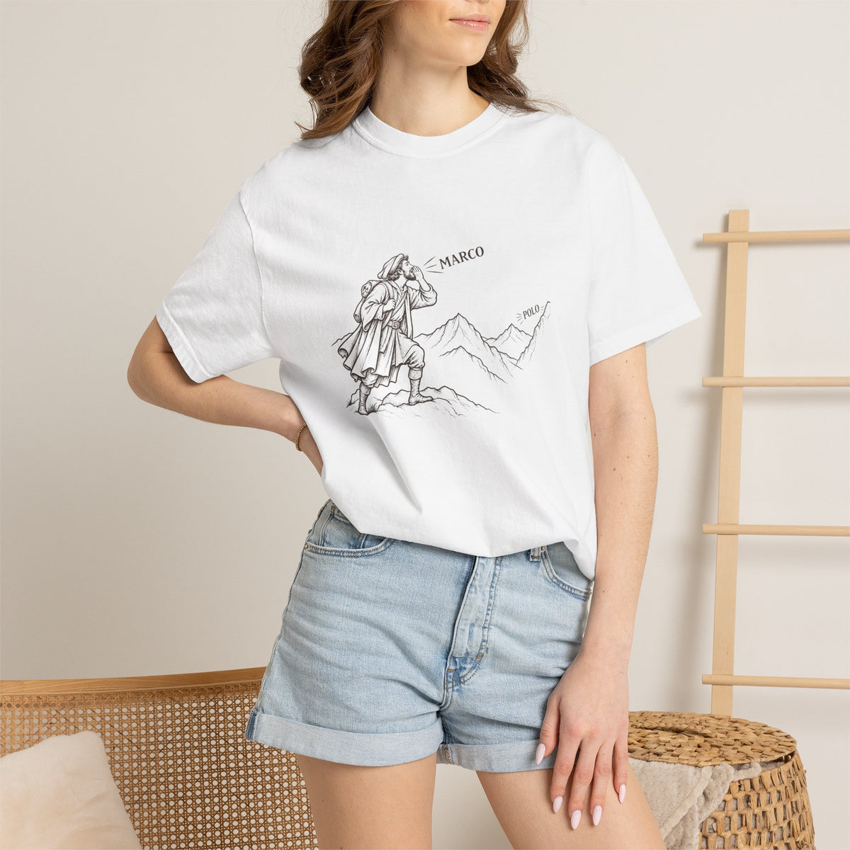 Marco / Polo t-shirt: vintage explorer calling across the mountains