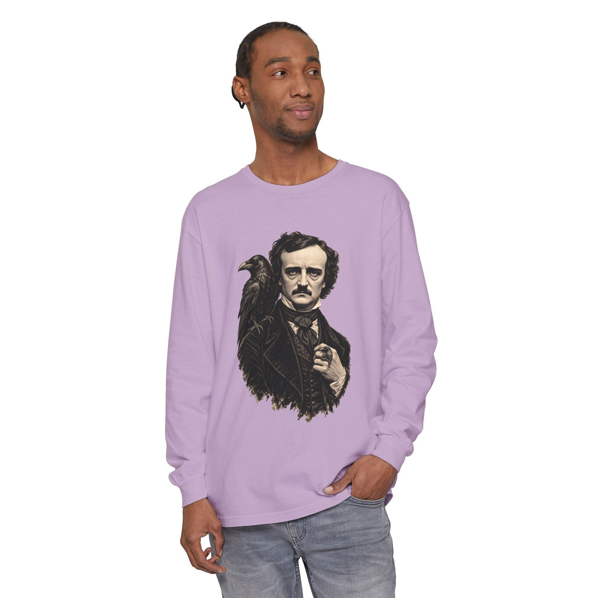 Poe After Dark Long Sleeve T-Shirt – Edgar Allan Poe & Raven