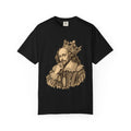 The Bard t-shirt: crowned William Shakespeare engraving-style portrait