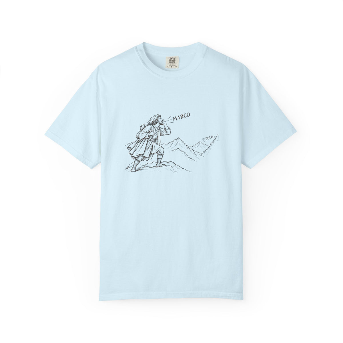 Marco / Polo t-shirt: vintage explorer calling across the mountains
