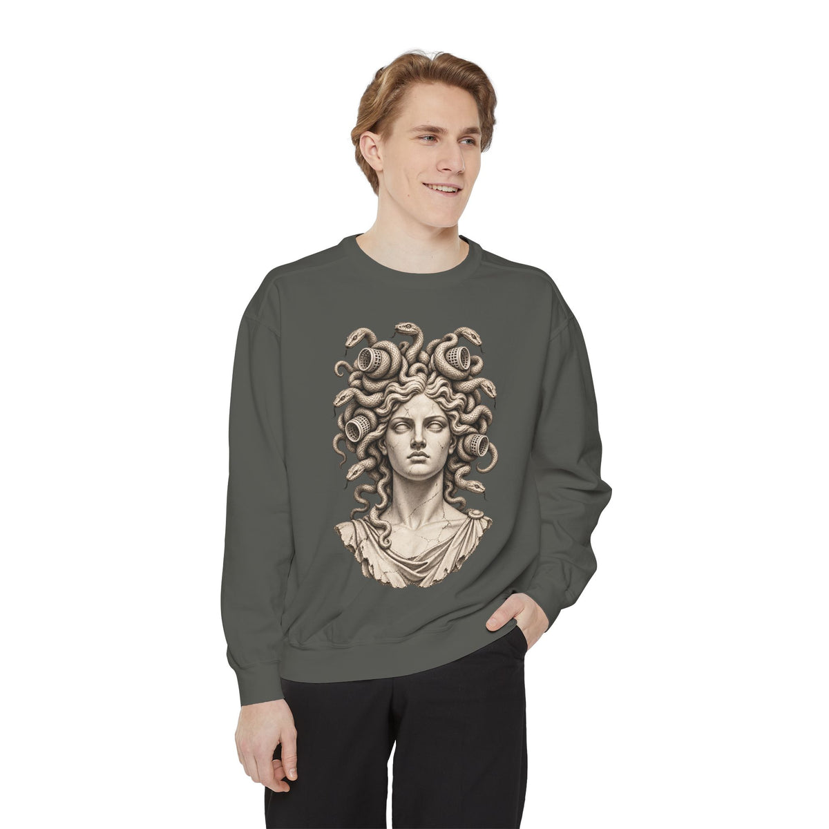 Bad Hair Day Crewneck Sweatshirt – Medusa in Hair Rollers