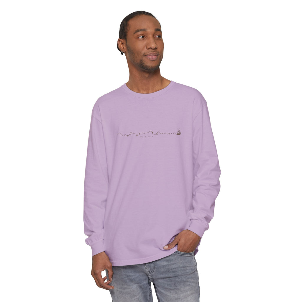 Uncharted Long Sleeve T-Shirt – Fine-Line Map & Mountains | Explorer Collection