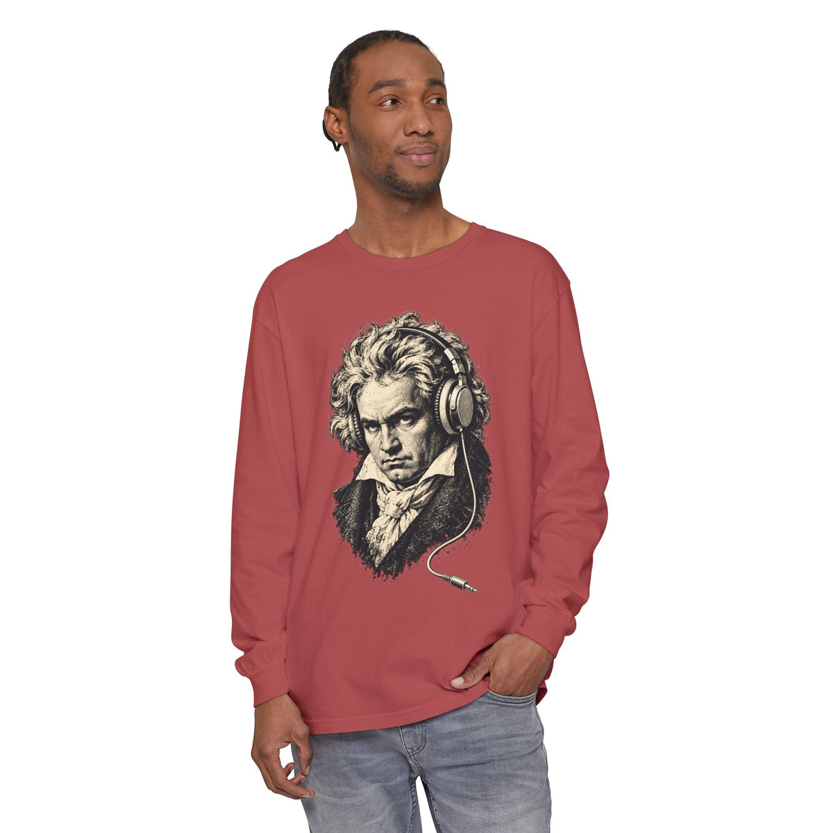 Beethoven Unplugged Long Sleeve T-Shirt – Beethoven in Headphones