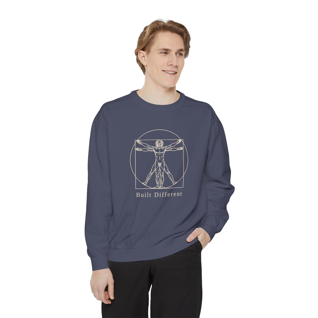 Built Different Crewneck Sweatshirt – Leonardo-Style Anatomy Sketch
