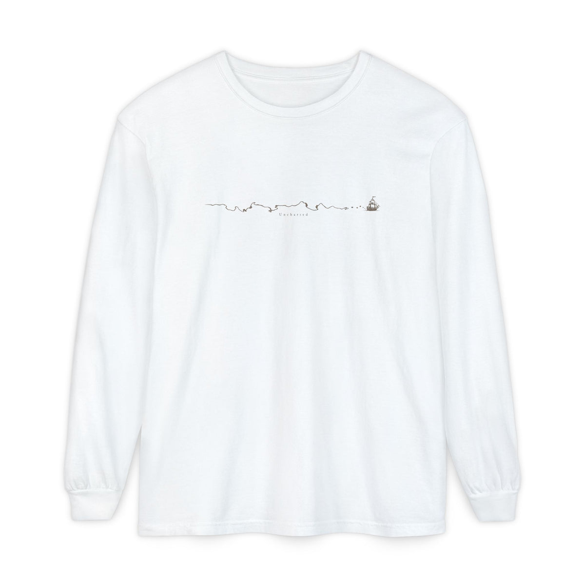 Uncharted Long Sleeve T-Shirt – Fine-Line Map & Mountains | Explorer Collection