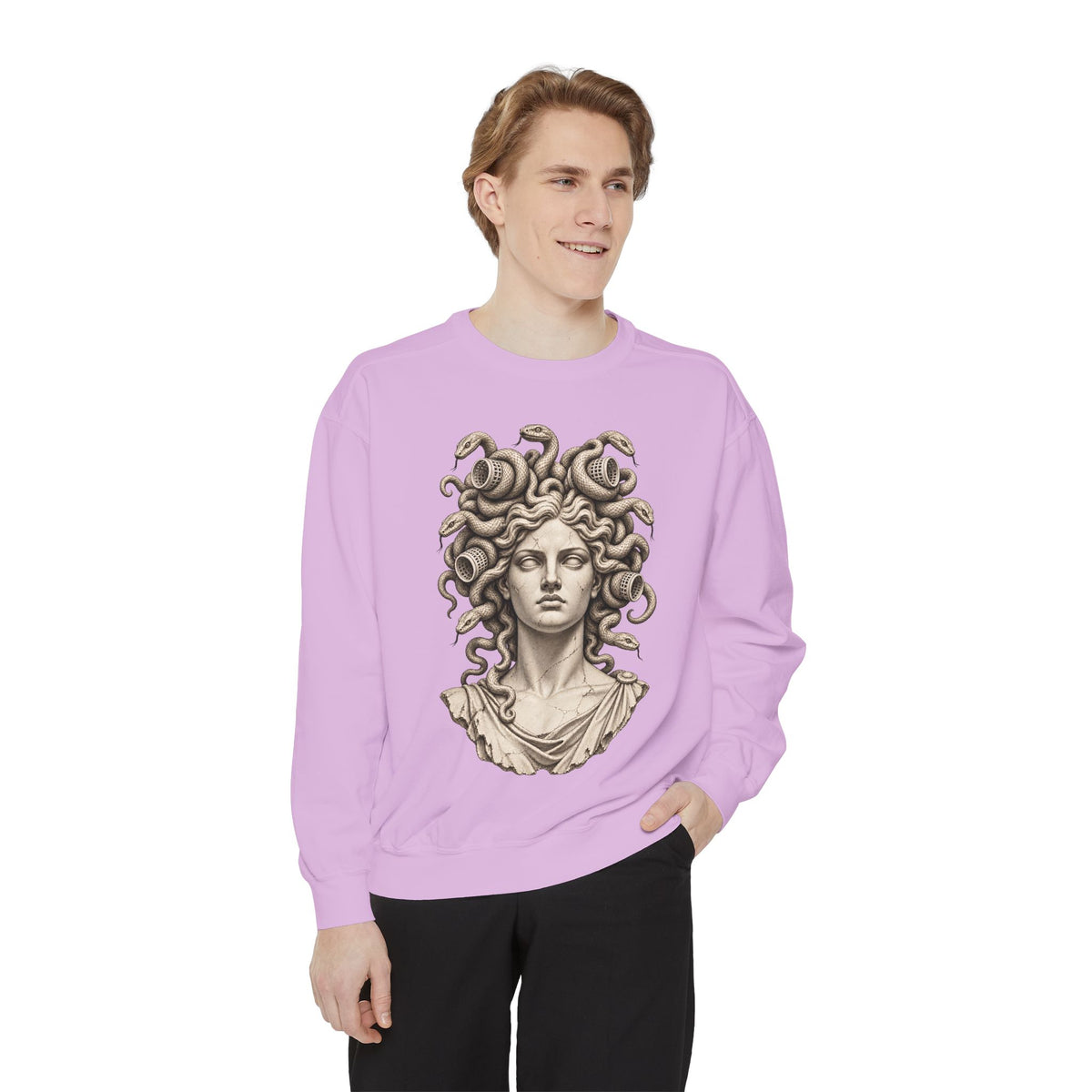 Bad Hair Day Crewneck Sweatshirt – Medusa in Hair Rollers