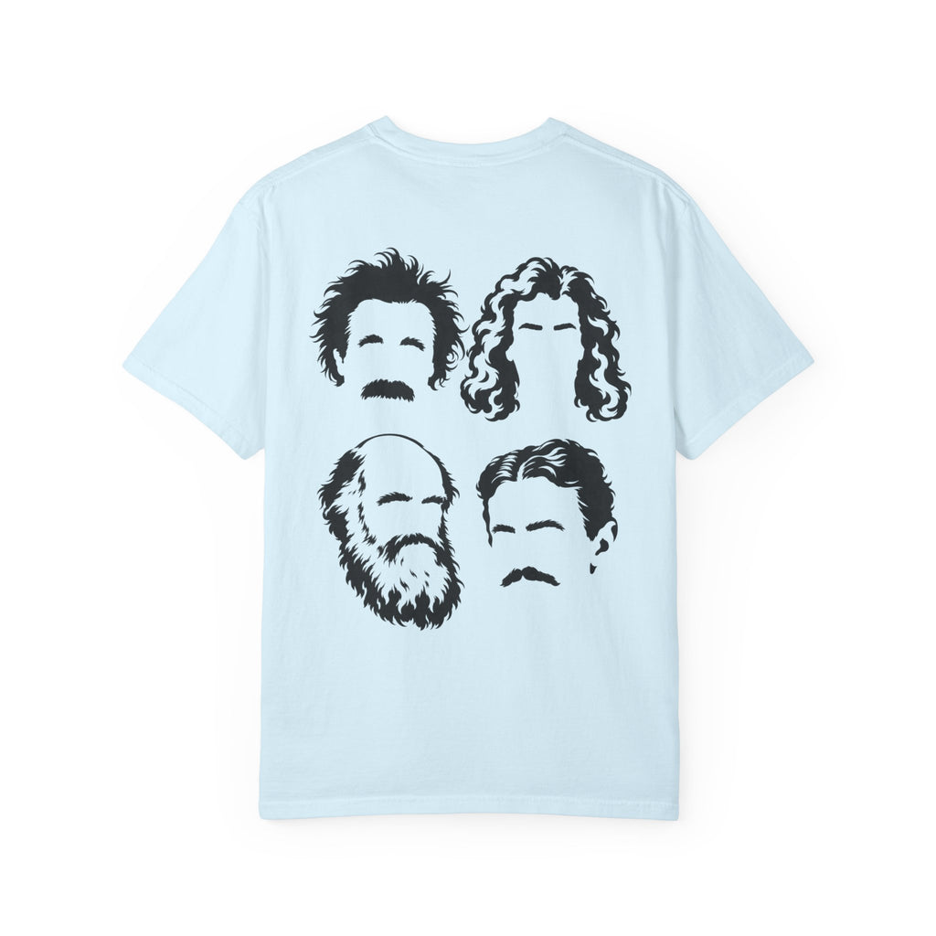 Anti Scroll Social Club The Discoverers t-shirt: Einstein, Newton, Darwin and Tesla