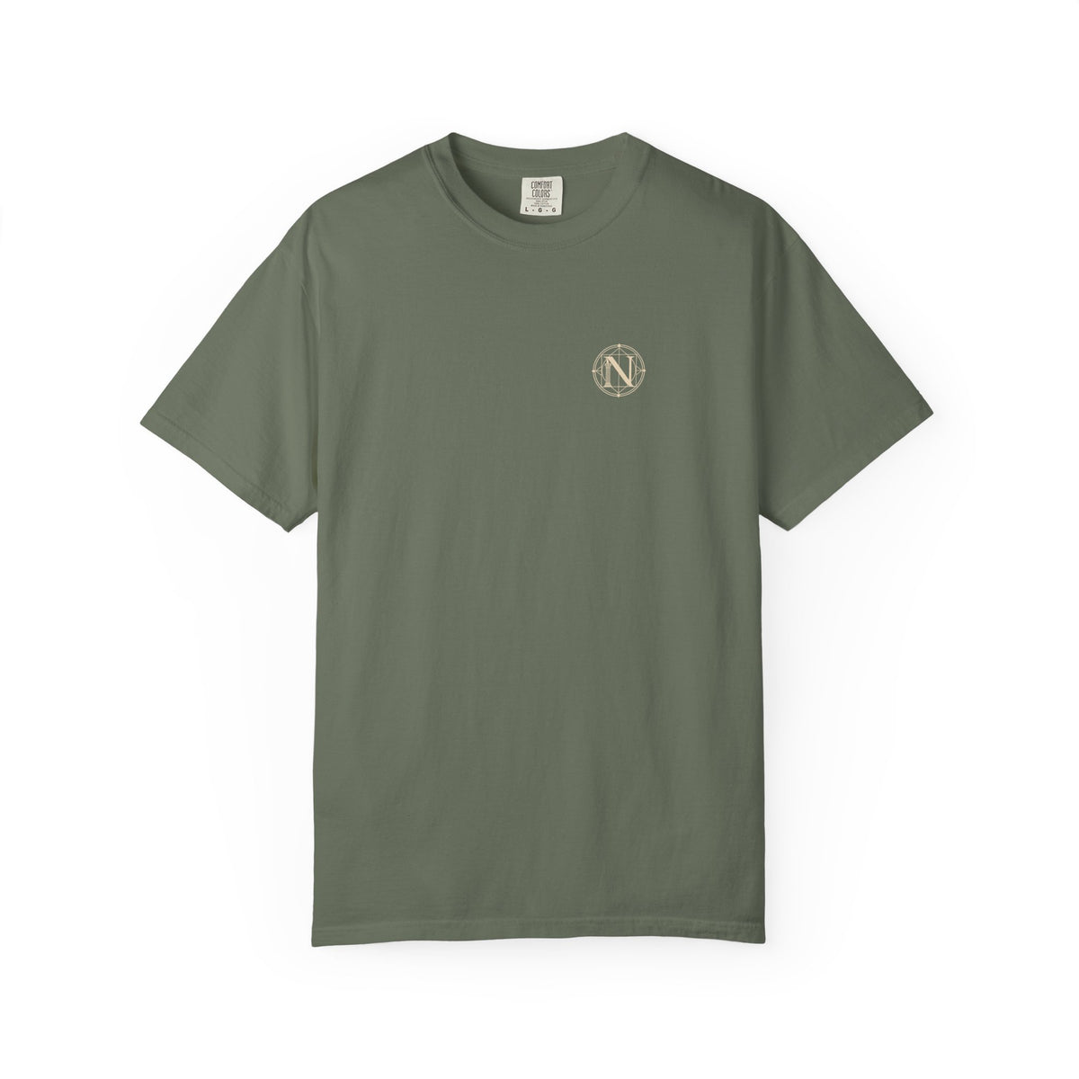 Observatory t-shirt: armillary sphere back print with Nexus chest monogram