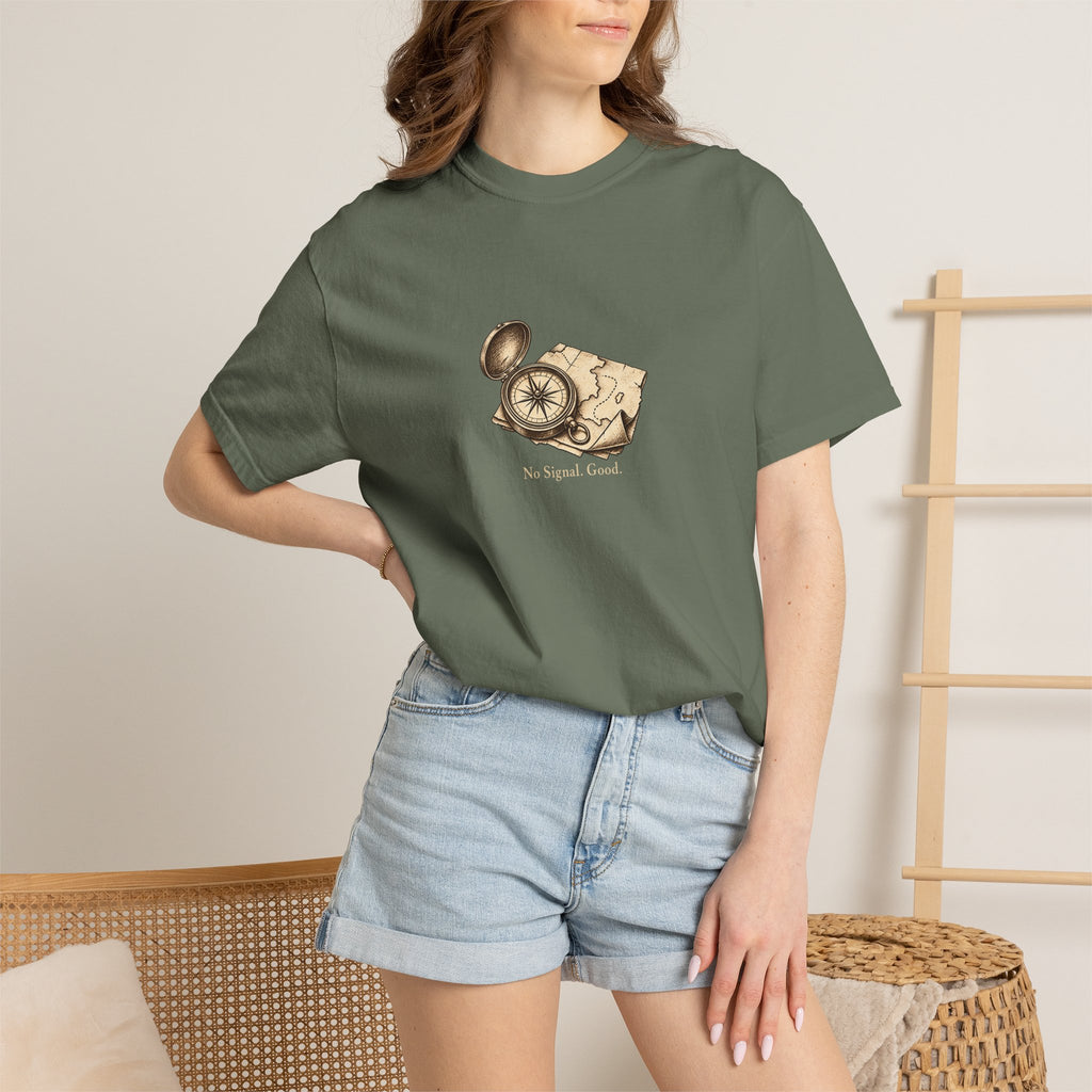 No Signal. Good. t-shirt: vintage compass and map illustration