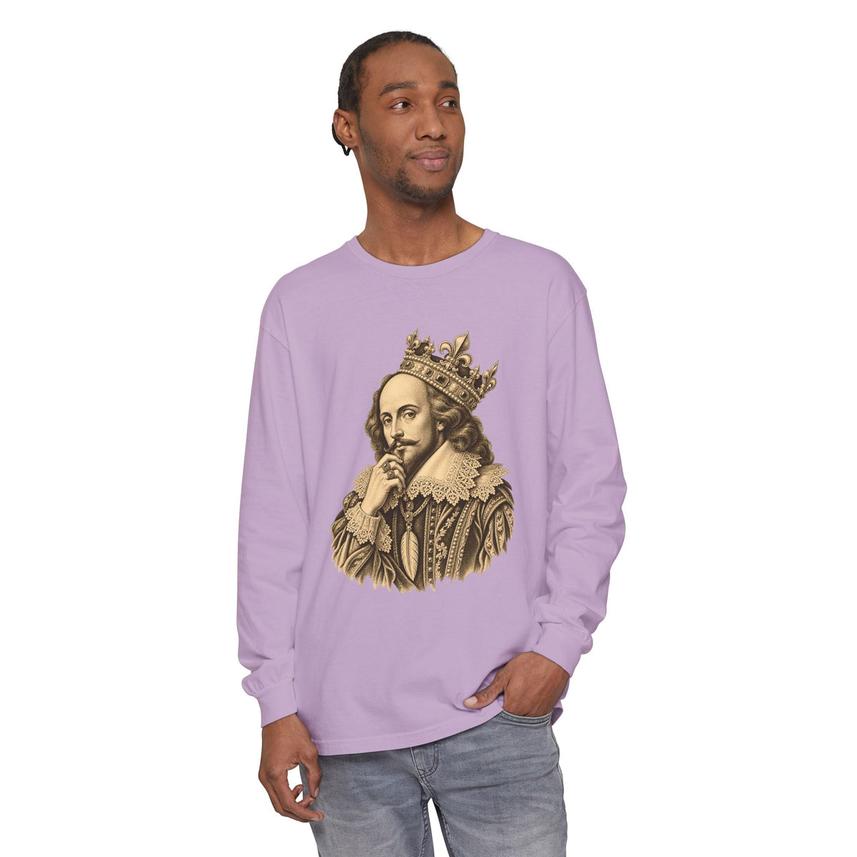 The Bard Long Sleeve T-Shirt – Crowned Shakespeare Portrait