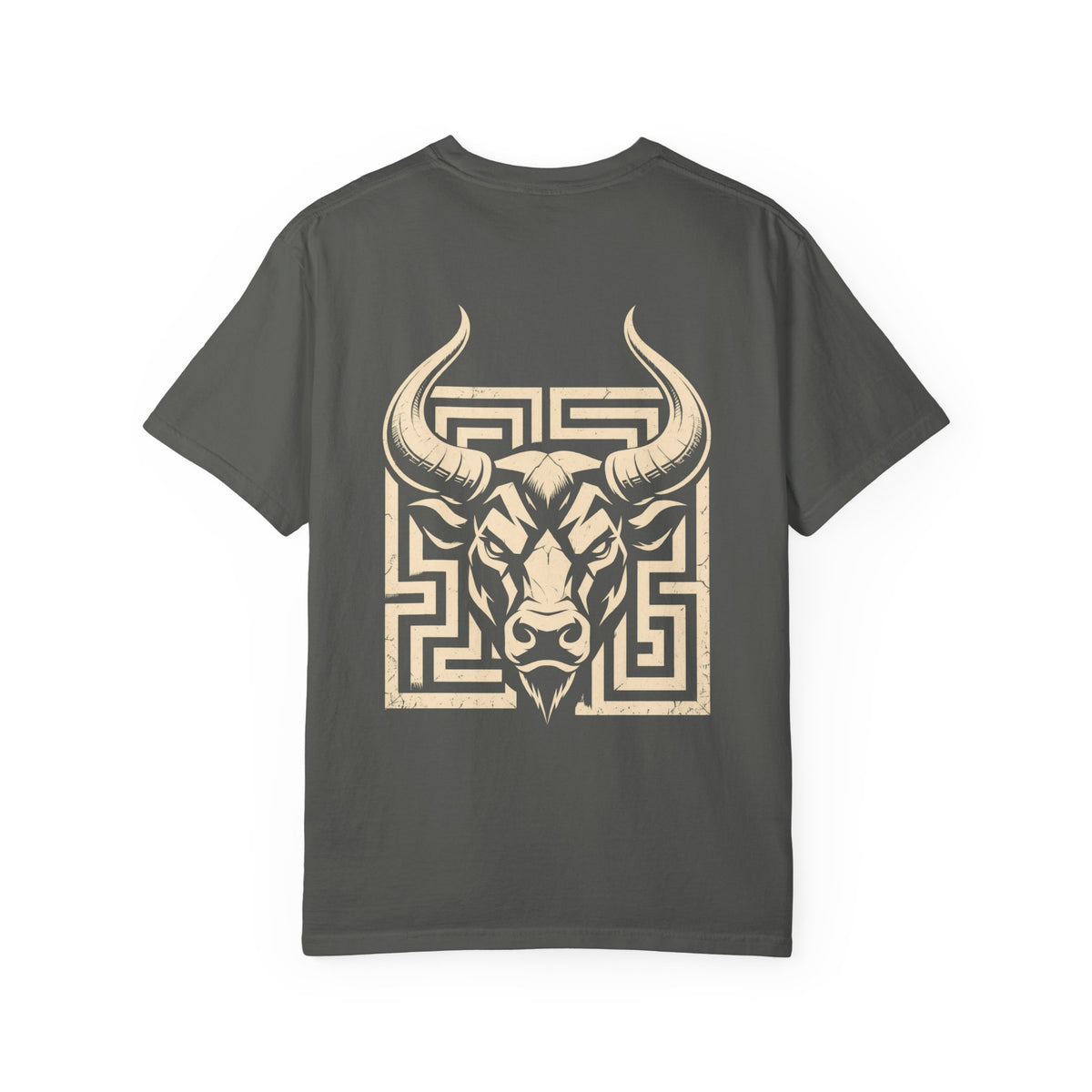 Minotaur t-shirt: Minotaur and labyrinth back print with Nexus chest monogram