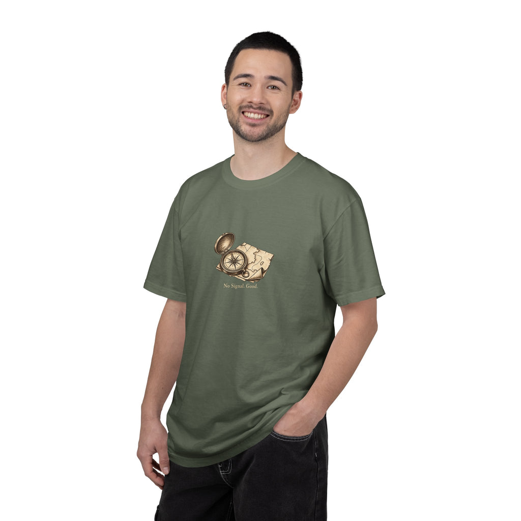 No Signal. Good. t-shirt: vintage compass and map illustration