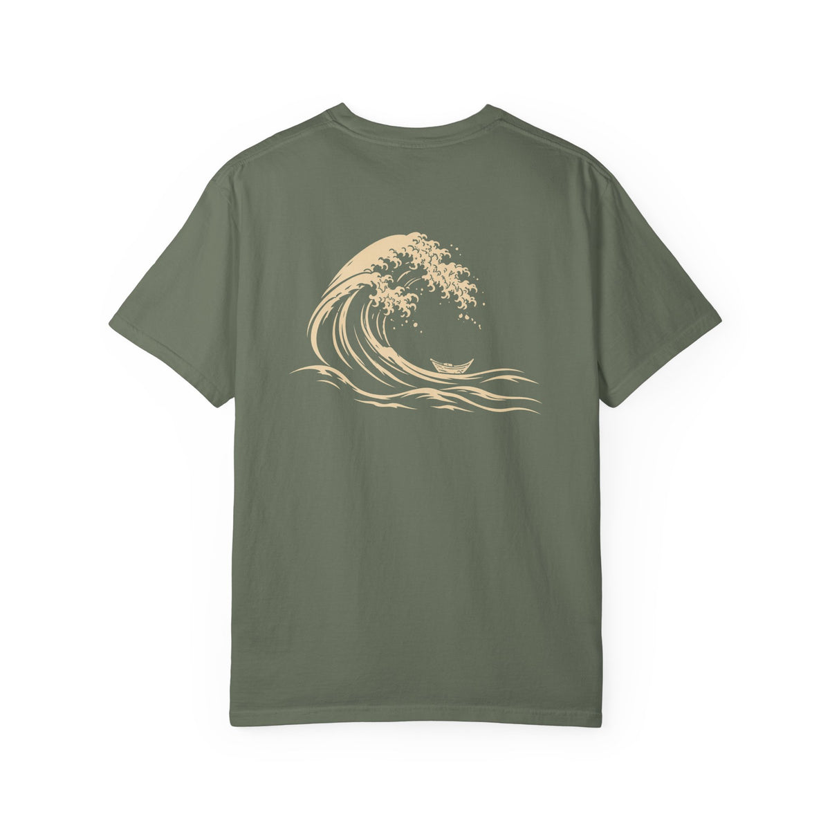 Great Wave t-shirt: curling wave back print with Nexus chest monogram