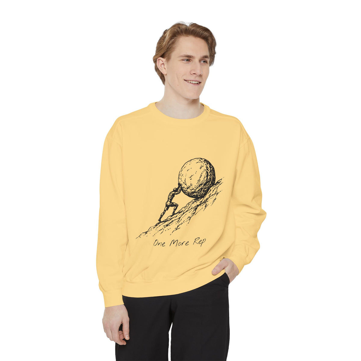 One More Rep Crewneck Sweatshirt – Sisyphus at the Gym