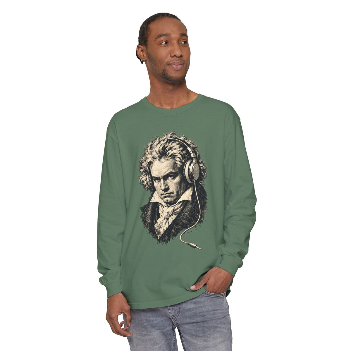 Beethoven Unplugged Long Sleeve T-Shirt – Beethoven in Headphones