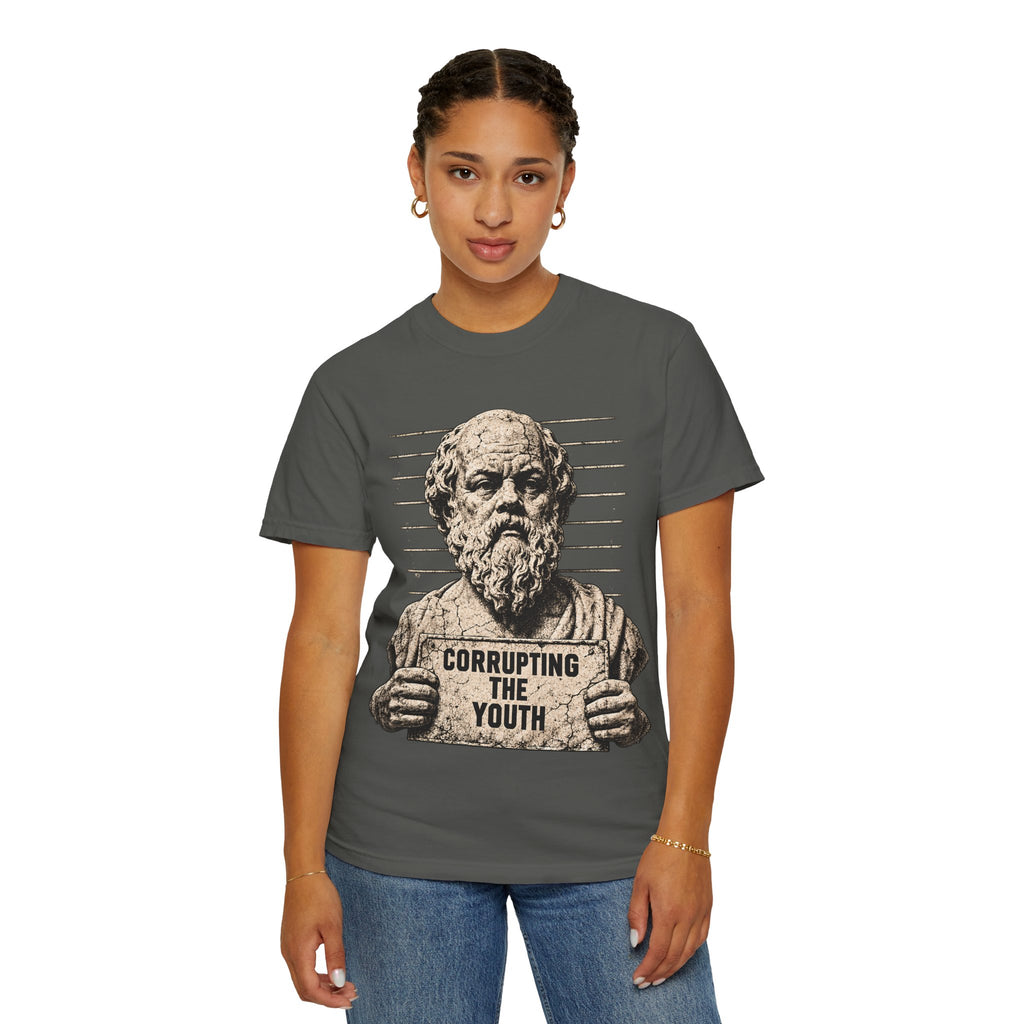 Bad Influence t-shirt: Socrates corrupting the youth
