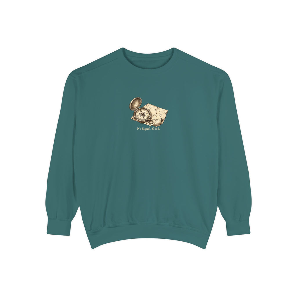 No Signal. Good. Crewneck Sweatshirt – Vintage Compass & Map | Explorer Collection
