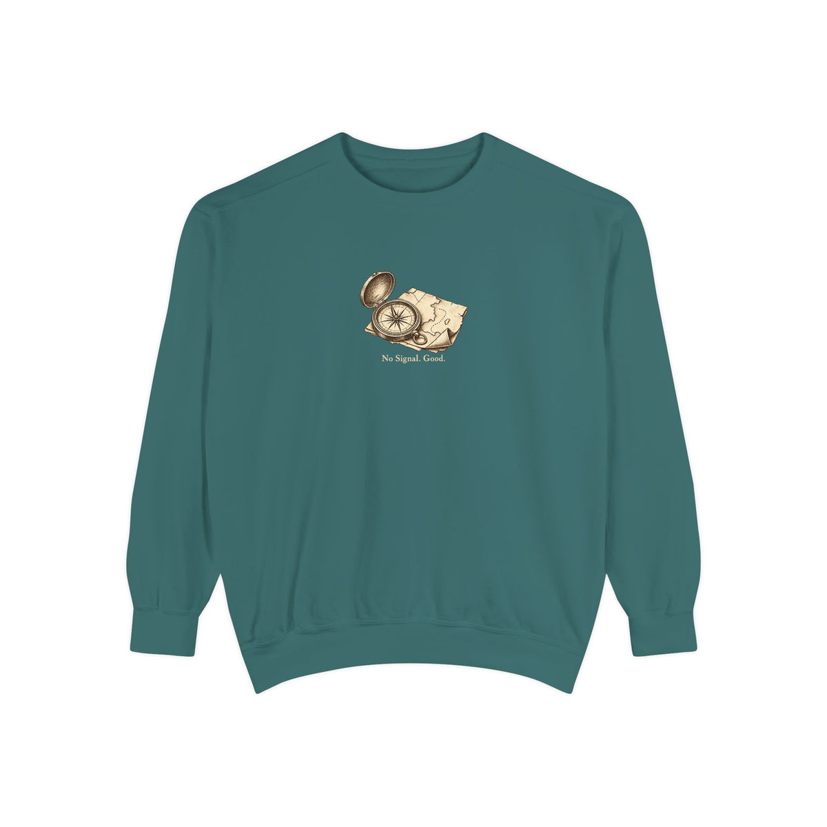 No Signal. Good. Crewneck Sweatshirt – Vintage Compass & Map | Explorer Collection