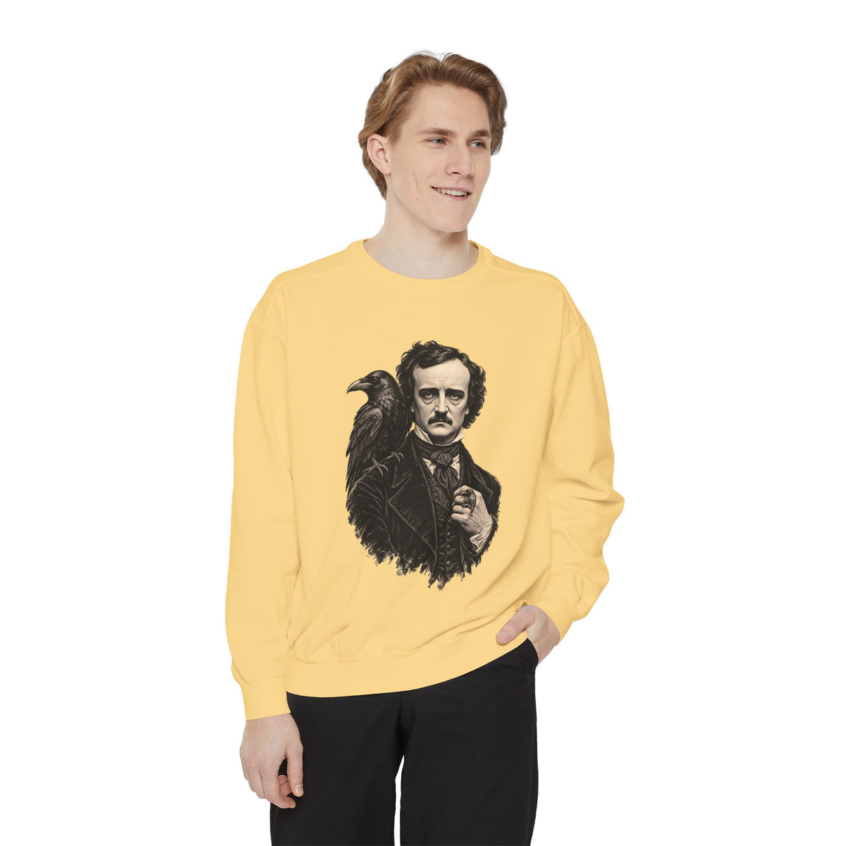 Poe After Dark Crewneck Sweatshirt – Edgar Allan Poe & Raven