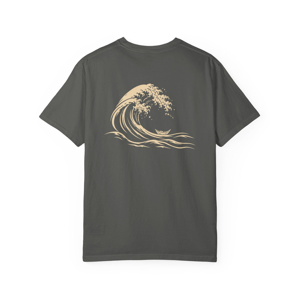 Great Wave t-shirt: curling wave back print with Nexus chest monogram